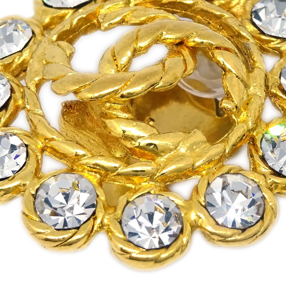 Chanel Vintage Round Cc Clip-On Metal Gold Gold_Plated Earrings Jewelry (Pre-Owned)