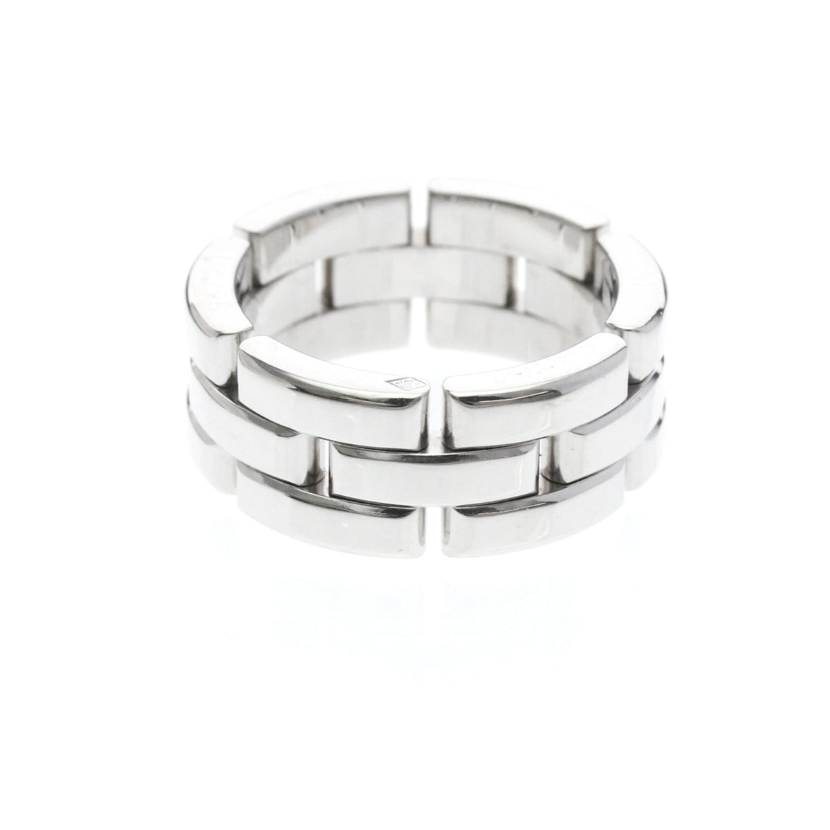 Cartier Maillon Panthere 3 Row 18K White Gold Silver White_Gold Ring Jewelry (Pre-Owned)