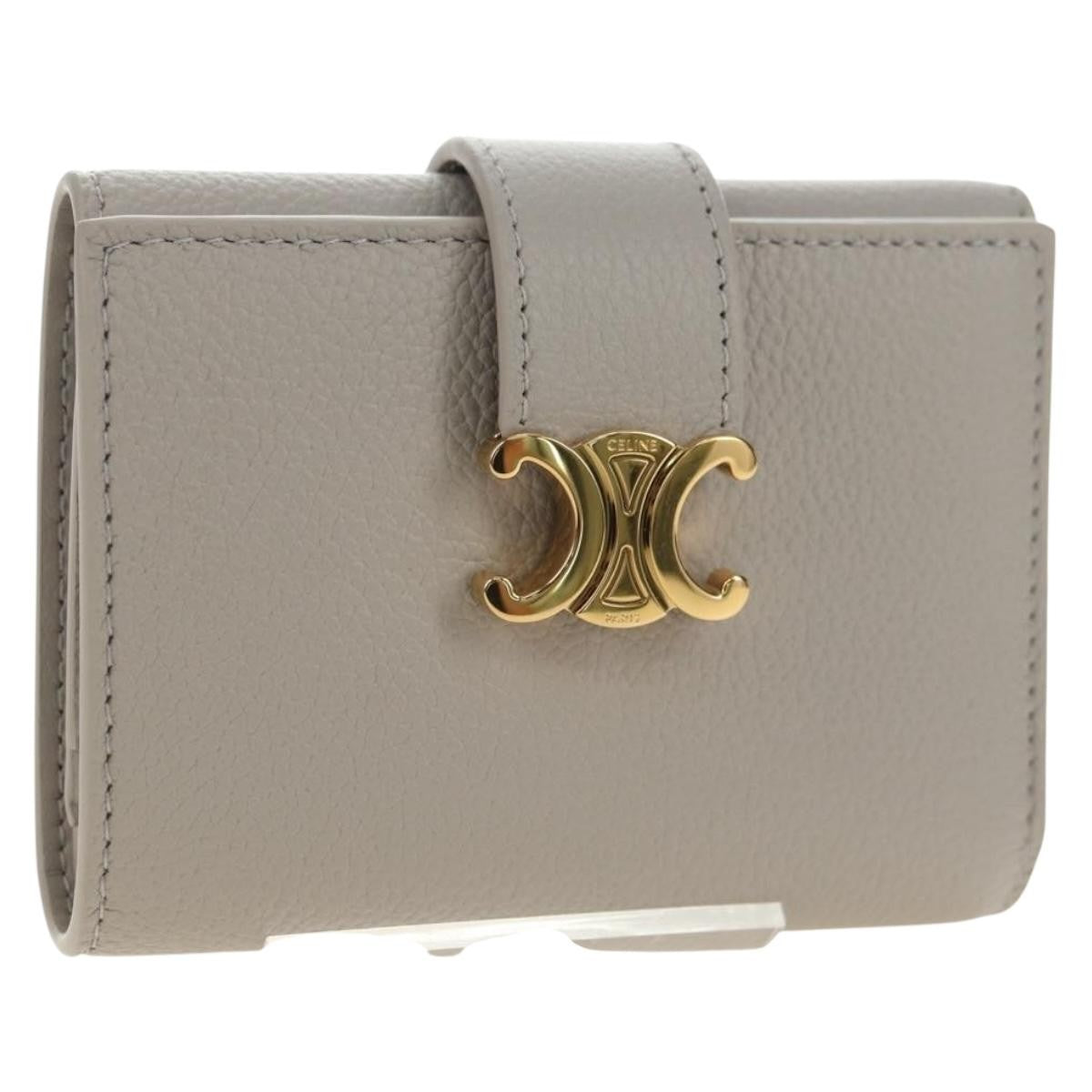Celine Triomphe Trifold Leather Beige Leather Wallets Accessory (Pre-Owned)