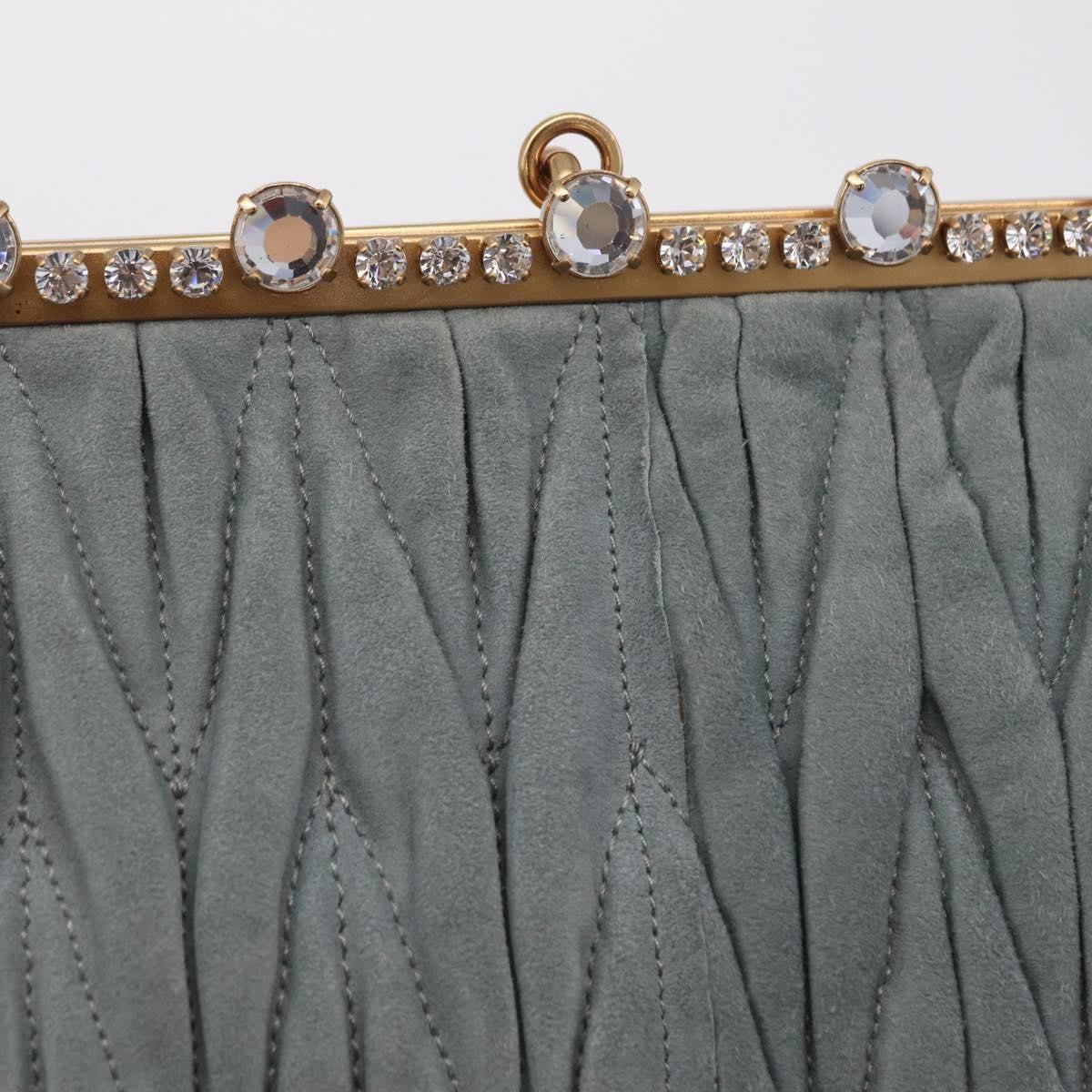 Miu Miu Matelassé Frame Clutch Matelassé Leather Gray Suede Clutche & Pouche Bag (Pre-Owned)