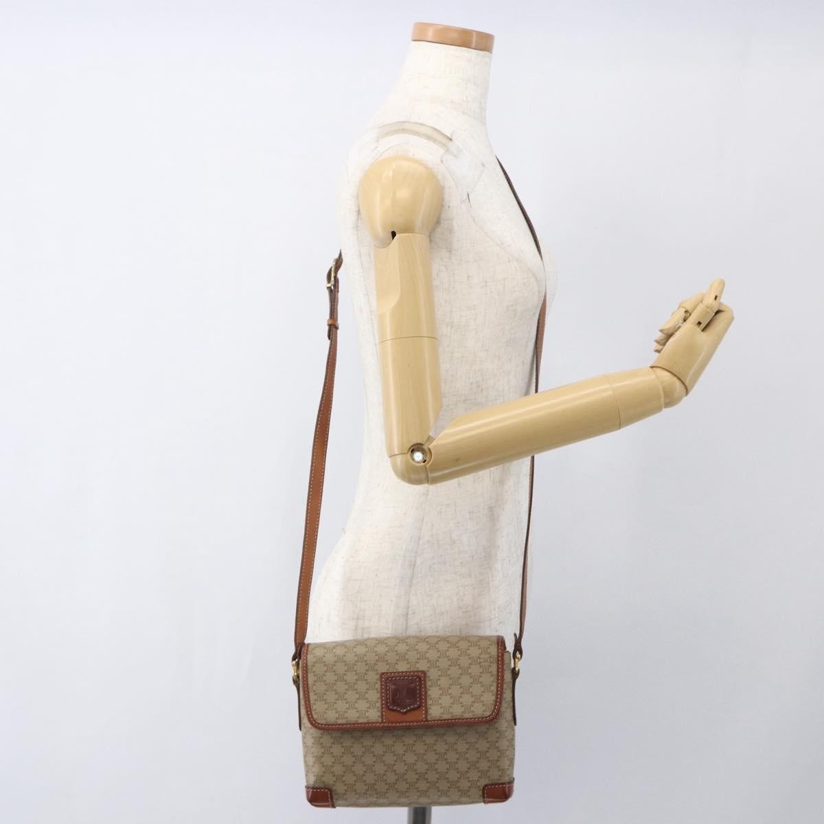 Celine Vintage Macadam Canvas And Leather Beige Canvas Shoulder Bag Bag (Pre-Owned)