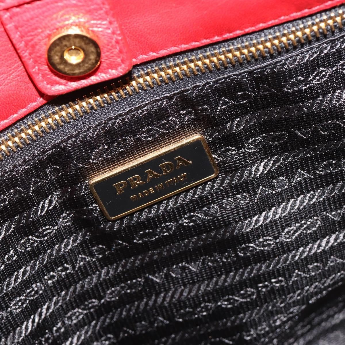 Prada Bow Tote Tessuto With Leather Red Nylon Tote Bag Bag (Pre-Owned)