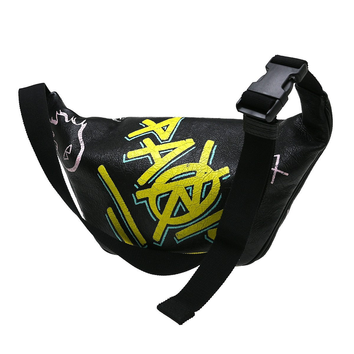Balenciaga Graffiti Explorer Belt Leather Black Leather Clutche & Pouche Bag (Pre-Owned)