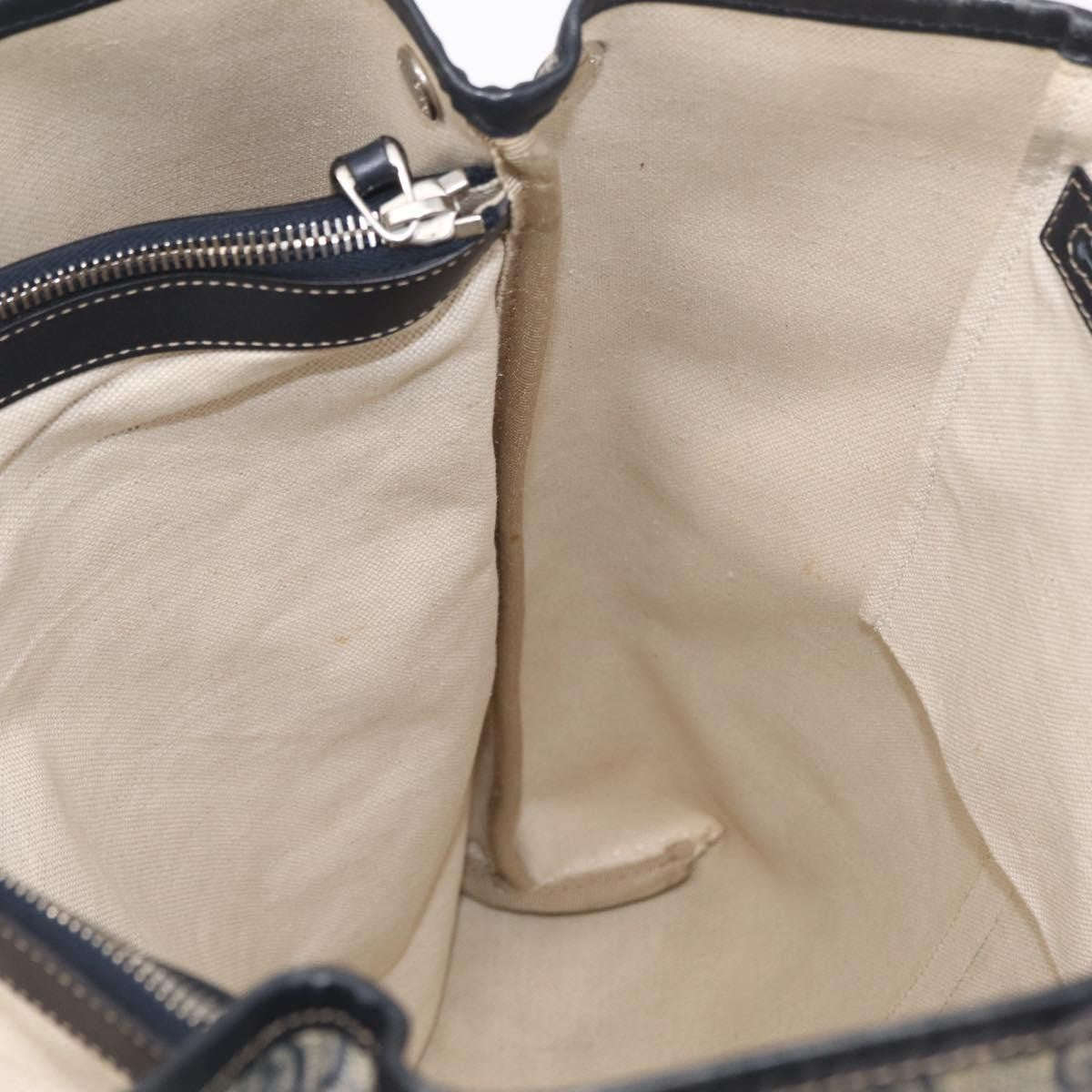 Gucci Open Tote Gg Canvas And Leather Navy Canvas Handbag (Pre-Owned)