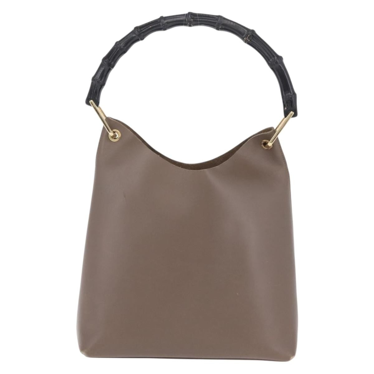 Gucci Vintage Bamboo Hobo Leather Gray Leather Shoulder Bag Bag (Pre-Owned)
