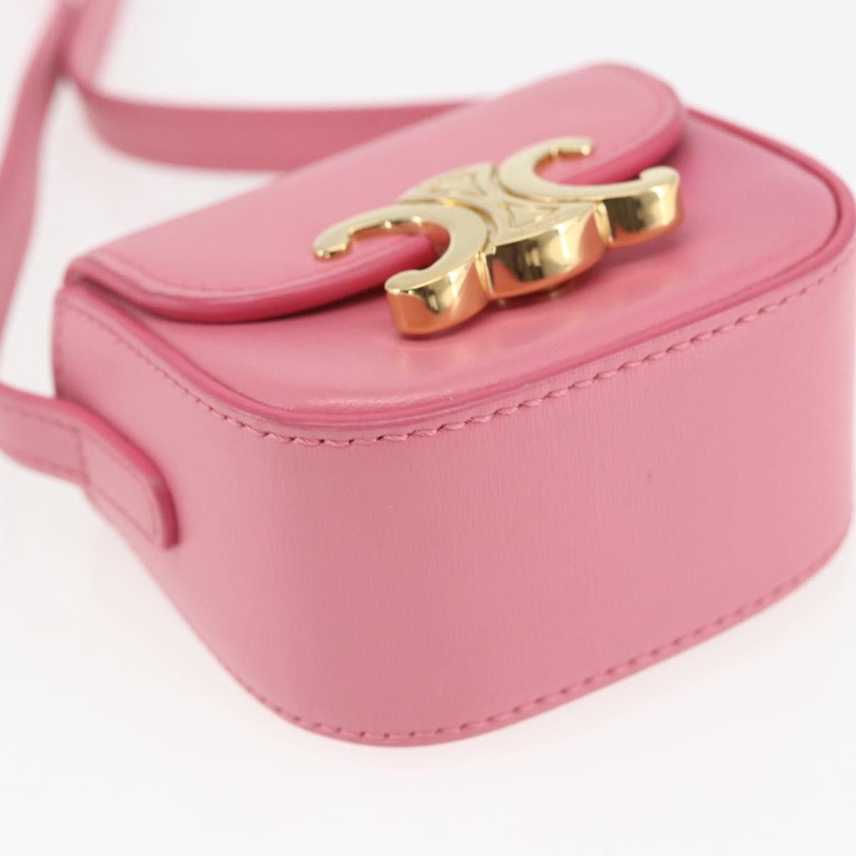 Celine Triomphe Shoulder Smooth Calfskin Pink Leather Shoulder Bag Bag (Pre-Owned)