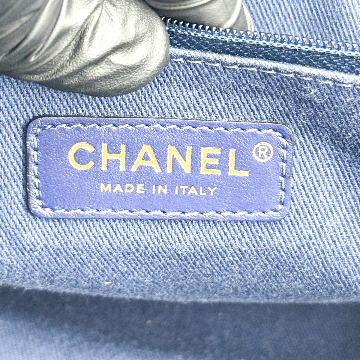 Chanel Deauville Stripe Canvas Navy Canvas Tote Bag Bag (Pre-Owned)