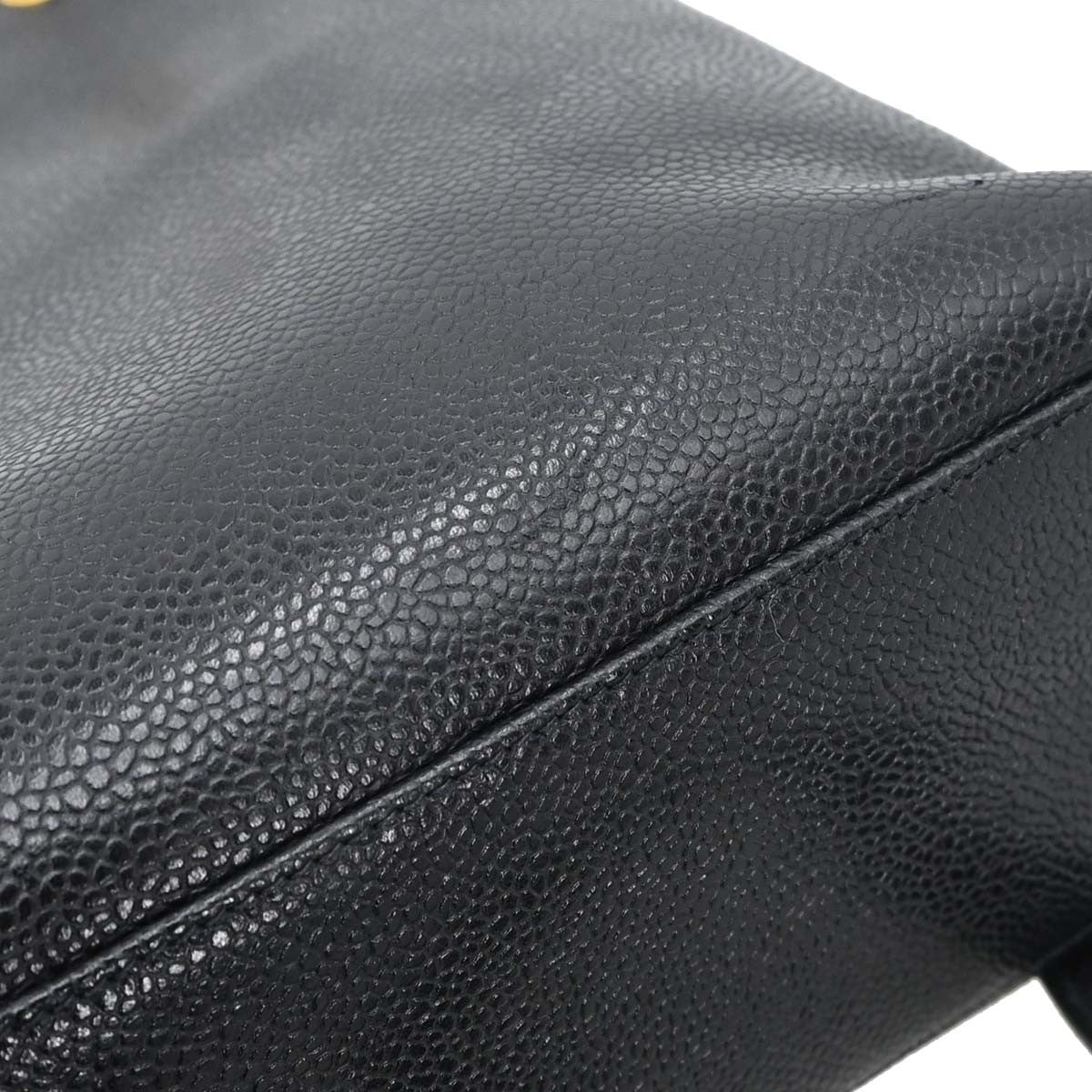 Chanel Vintage Front Pocket Tote Quilted Leather Black Leather Tote Bag Bag (Pre-Owned)