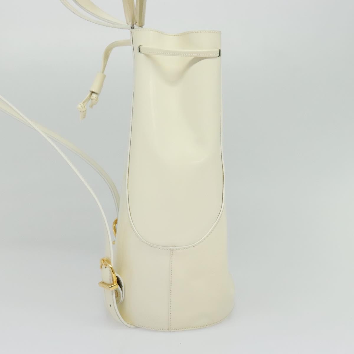 Salvatore Ferragamo Vintage Gancini Patent Leather White Patent_Leather Backpack Bag (Pre-Owned)