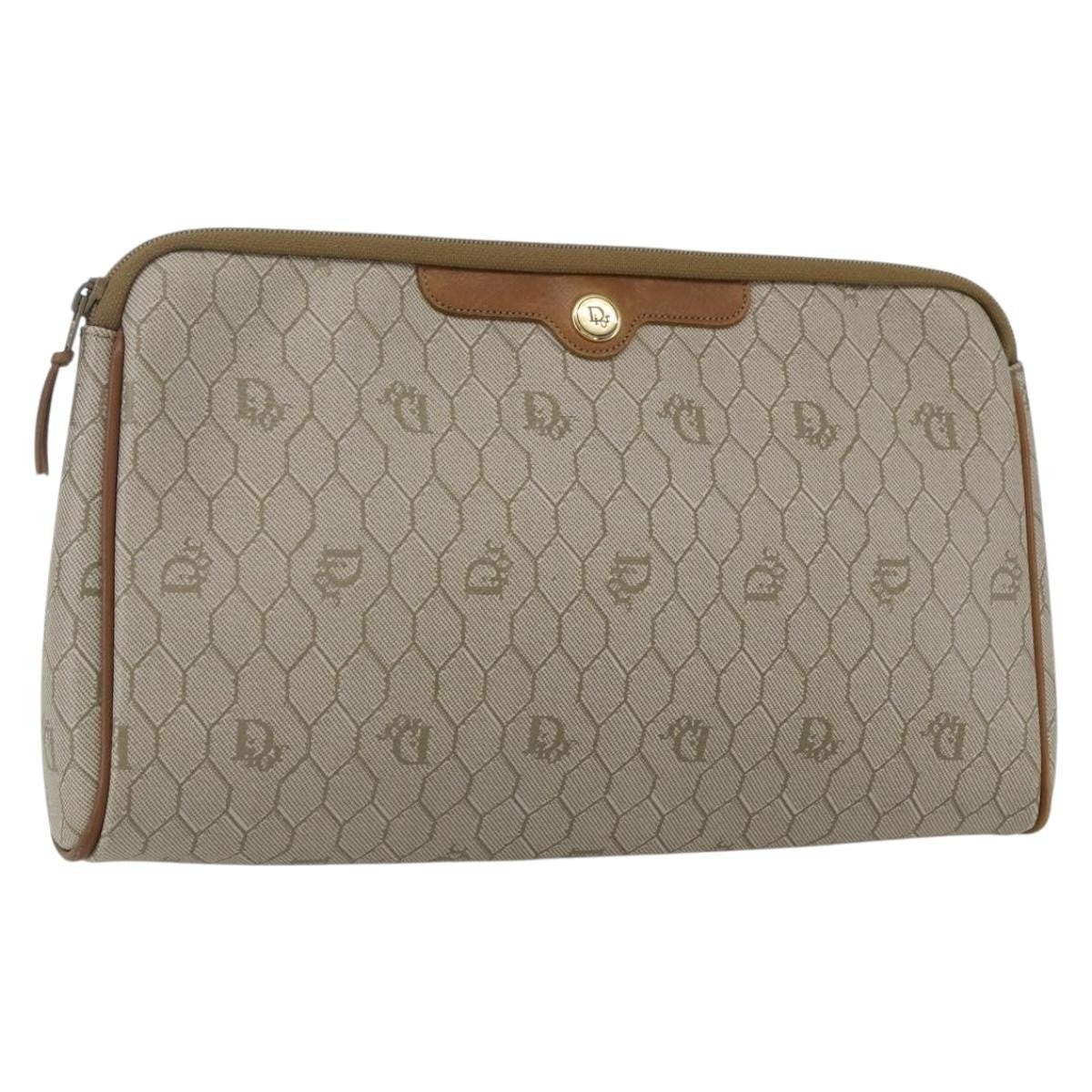 Christian Dior Vintage Honeycomb Clutch Canvas Beige Canvas Clutche & Pouche Bag (Pre-Owned)