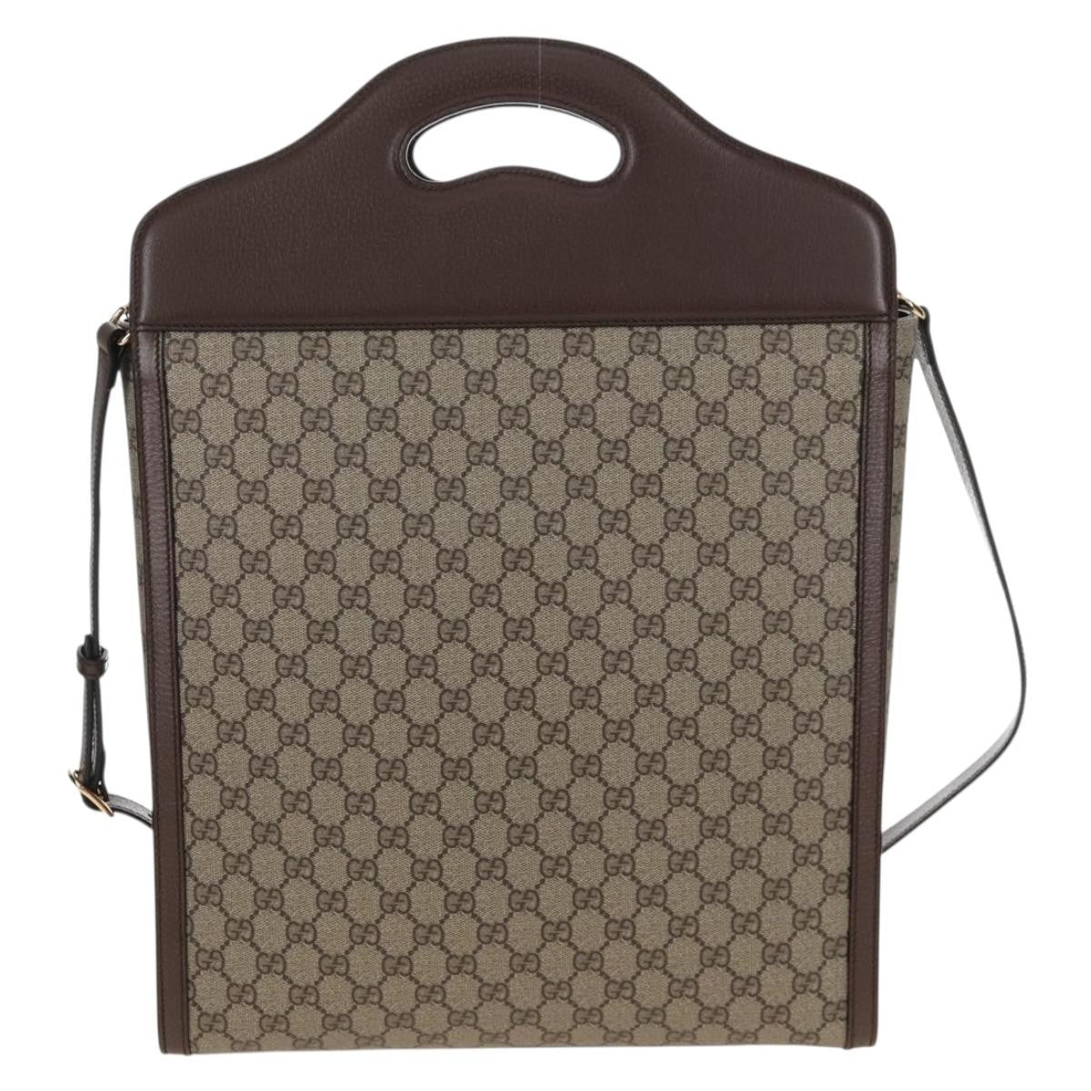 Gucci Cut Out Handle Printed Gg Coated Canvas Brown Canvas Tote Bag Bag (Pre-Owned)