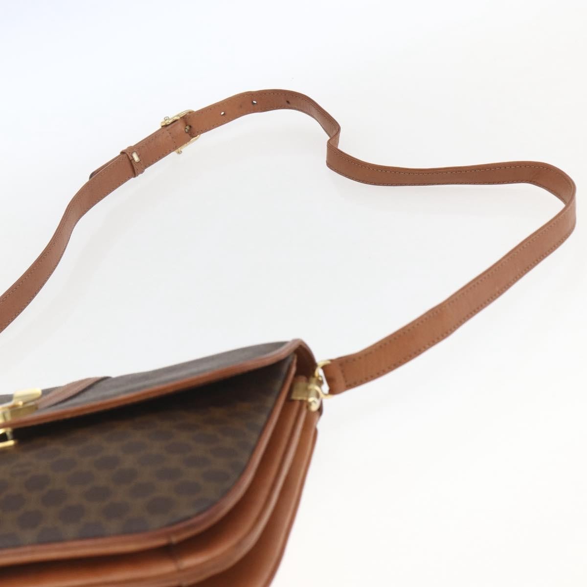 Celine Vintage Macadam Canvas And Leather Brown Canvas Shoulder Bag Bag (Pre-Owned)