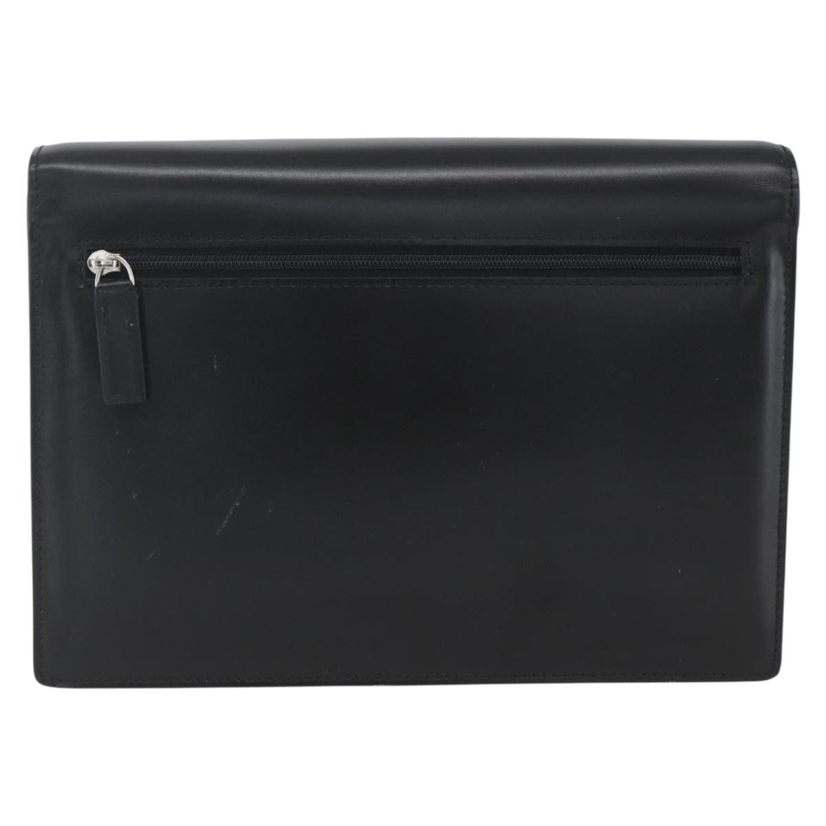 Versace Vintage Clutch Leather Black Leather Clutche & Pouche Bag (Pre-Owned)