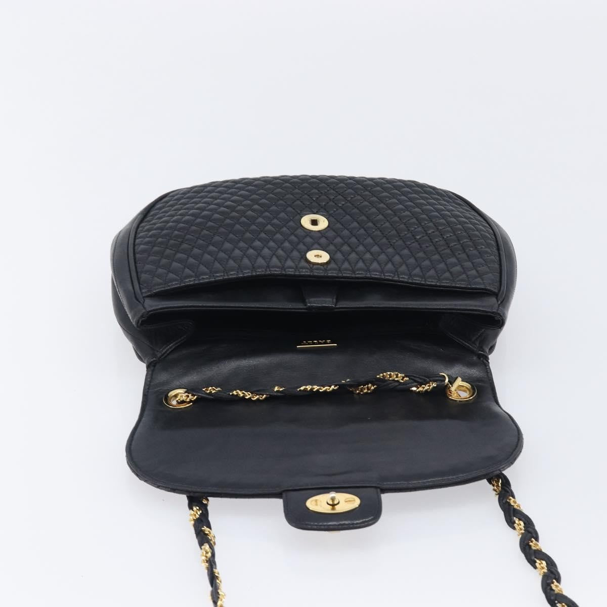 Bally Vintage Quilted Leather Black Leather Shoulder Bag Bag (Pre-Owned)
