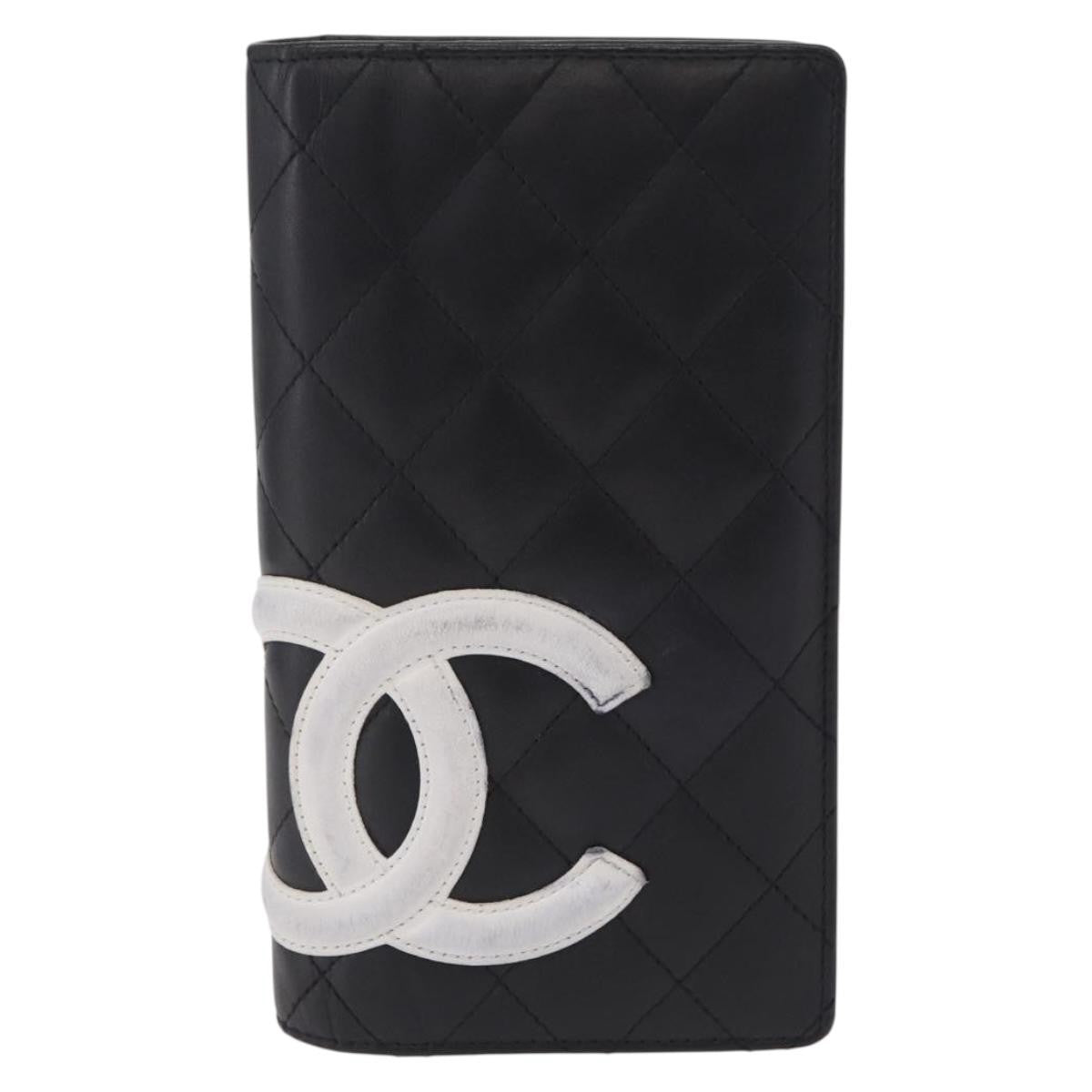 Chanel Cambon Bifold Quilted Calfskin Black Leather Wallets Accessory (Pre-Owned)