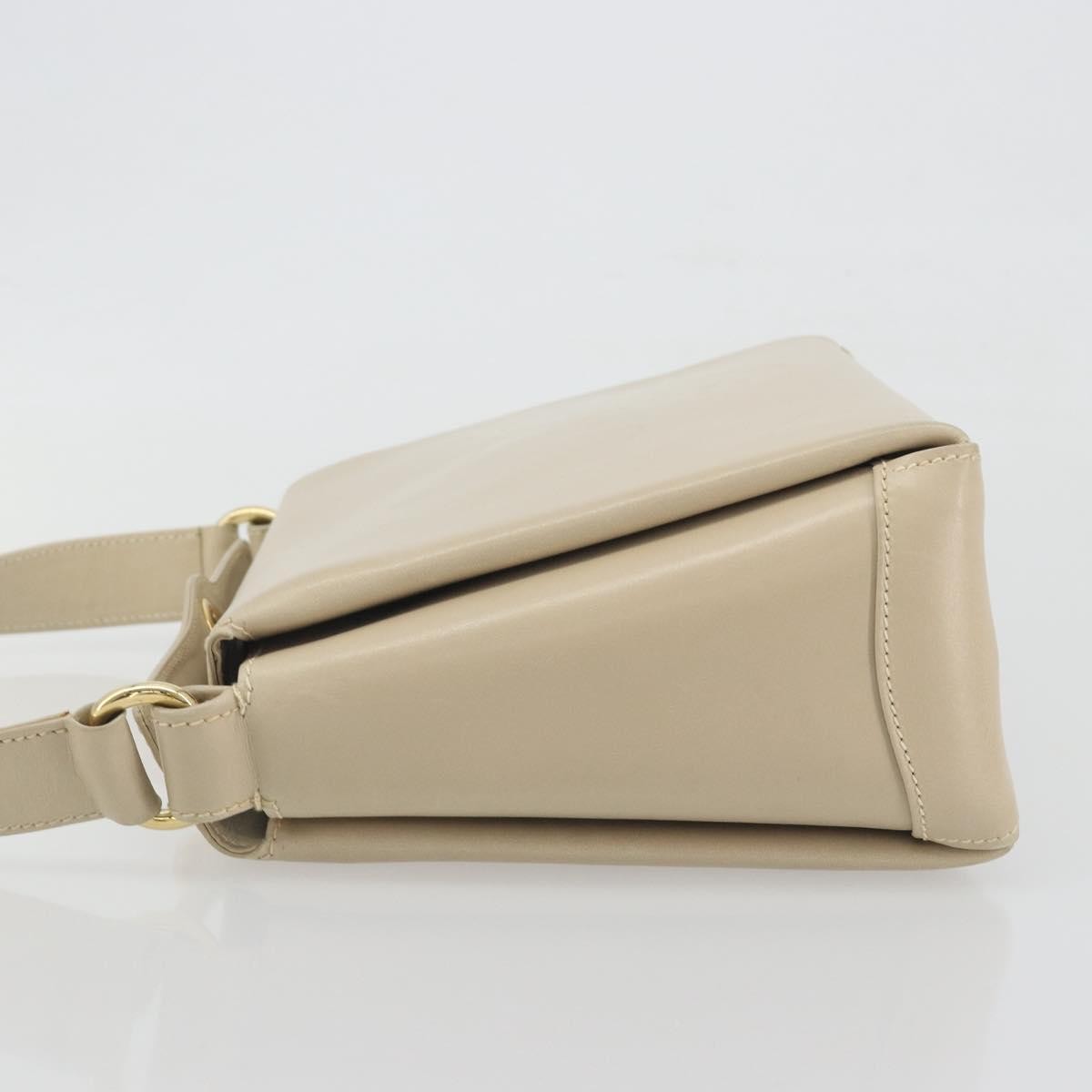 Gucci Vintage Convertible Box Leather Beige Leather Handbag (Pre-Owned)