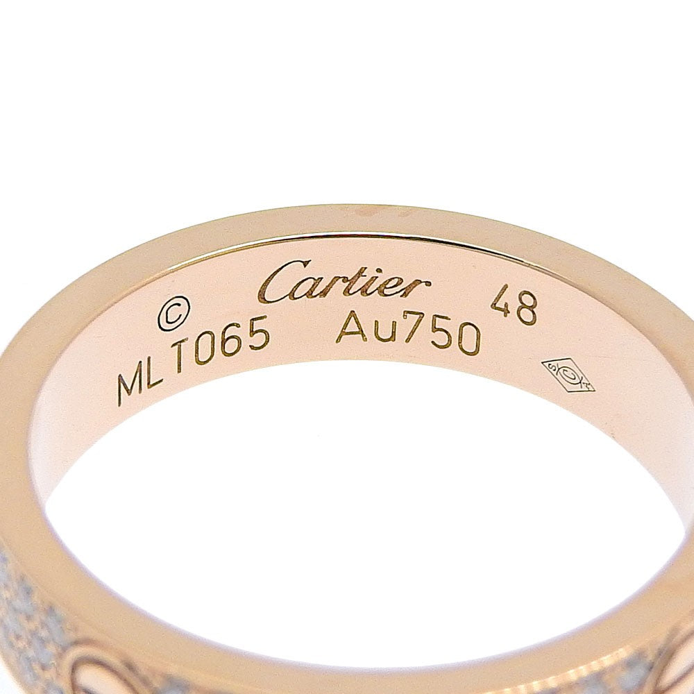 Cartier Love Wedding Band Pave Diamonds 18K Yellow Gold And Diamonds Gold Pink_Gold Ring Jewelry (Pre-Owned)