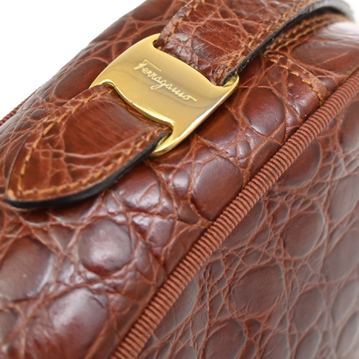 Salvatore Ferragamo Vala Leather Brown Leather Shoulder Bag Bag (Pre-Owned)