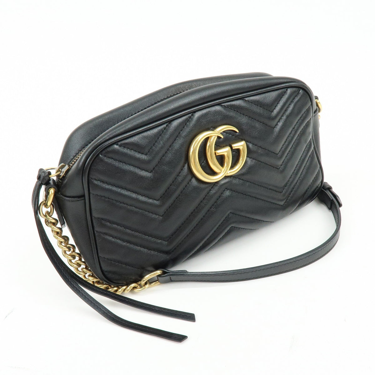 Gucci Gg Marmont Matelasse Leather Black Leather Shoulder Bag Bag (Pre-Owned)