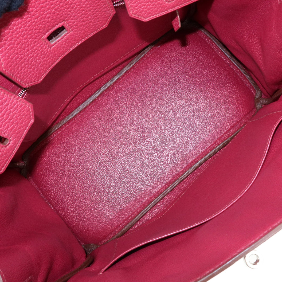 Hermes Birkin Pink Clemence With Palladium Hardware Pink Calfskin Handbag (Pre-Owned)