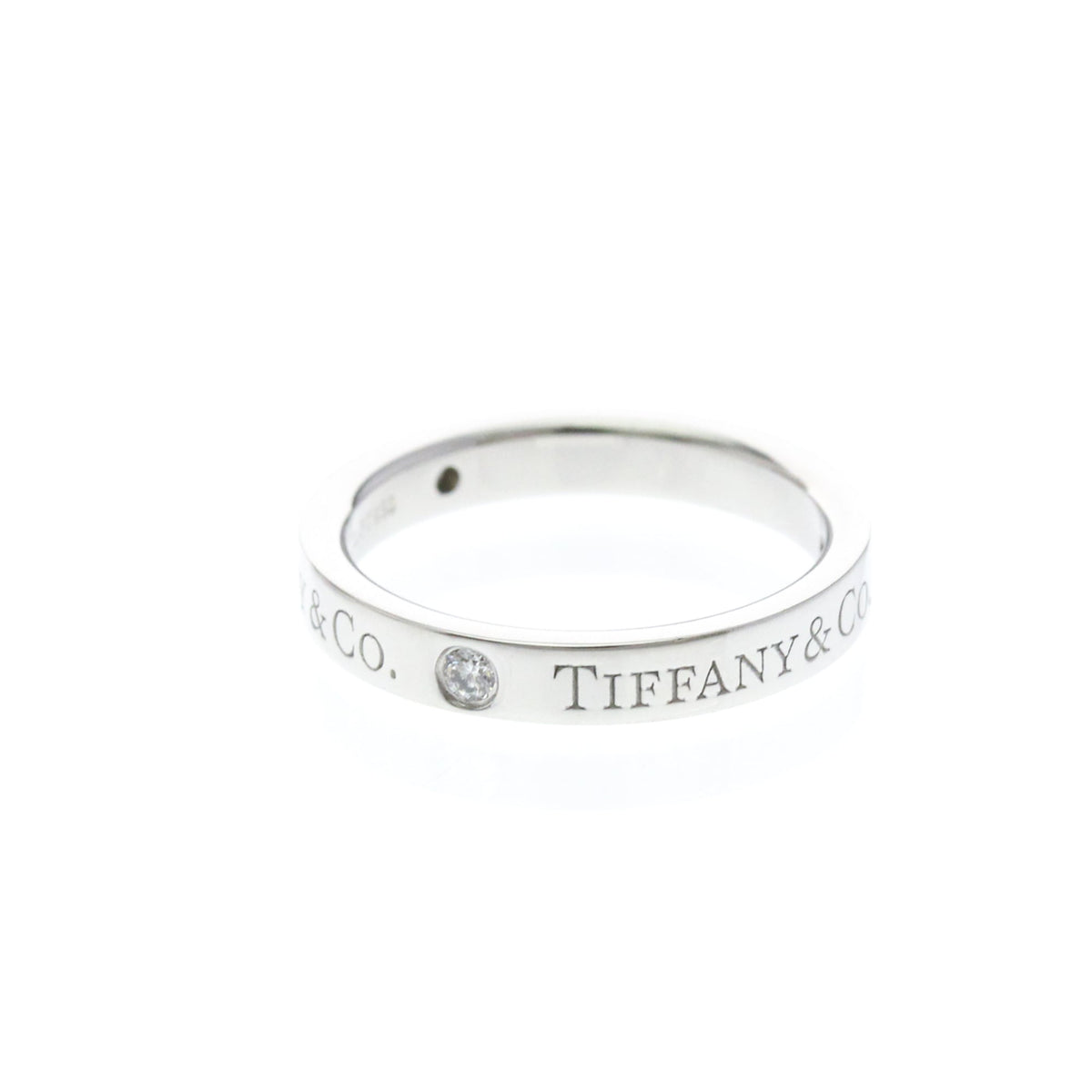 Tiffany & Co. Logo Band Platinum And Diamonds Silver Platinum Ring Jewelry (Pre-Owned)