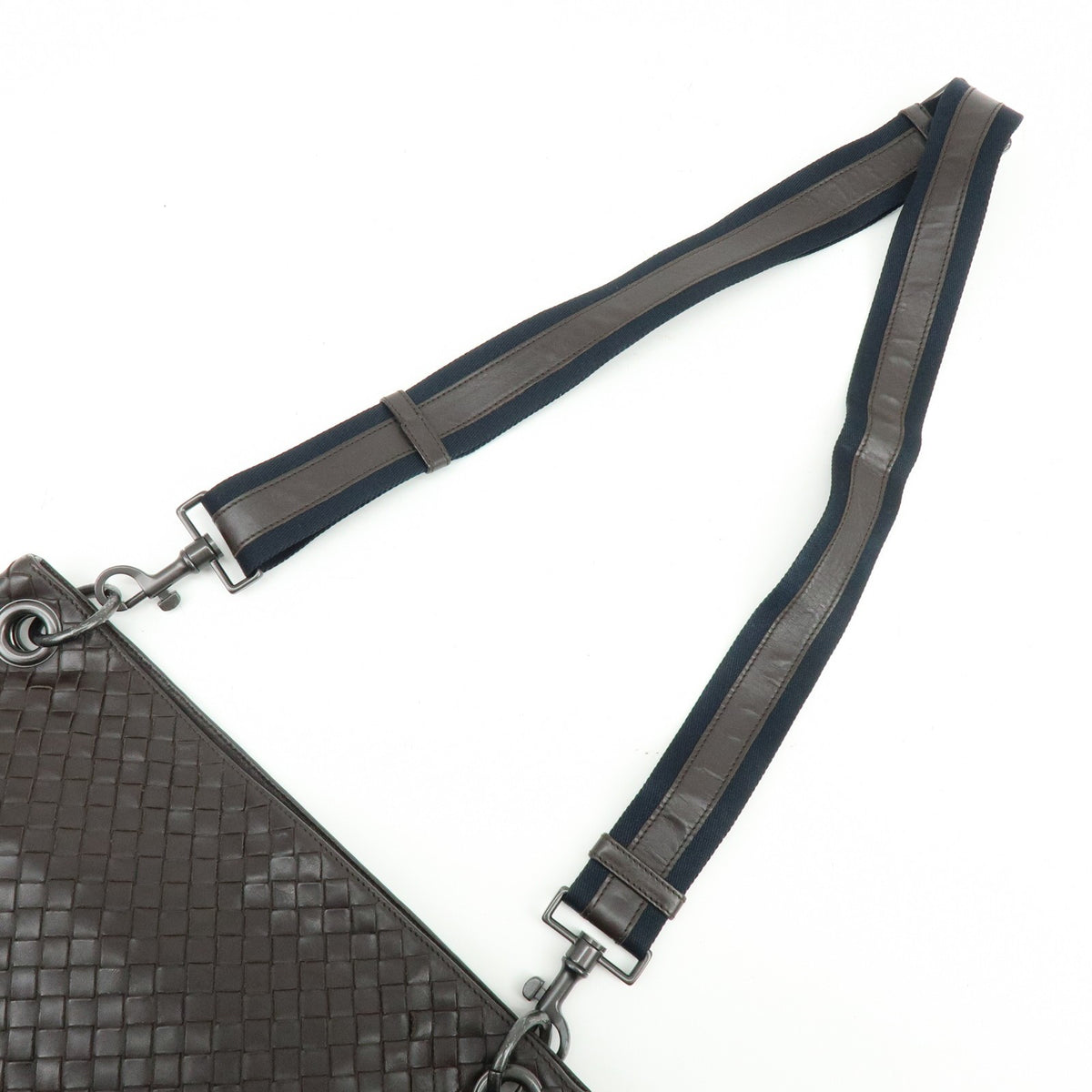 Bottega Veneta Flat Messenger Intrecciato Nappa Brown Leather Handbag (Pre-Owned)