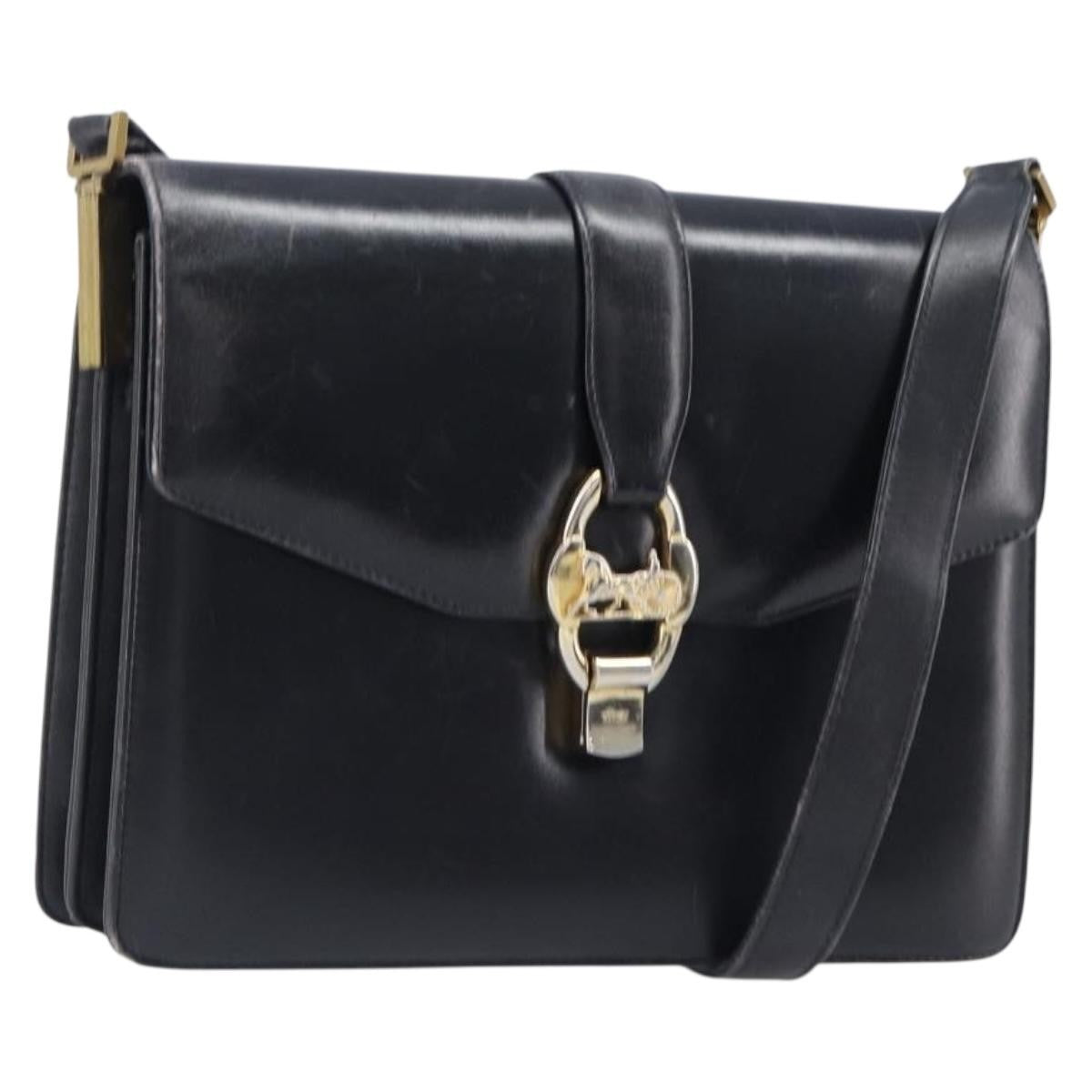Celine Horse Carriage Leather Black Leather Shoulder Bag Bag (Pre-Owned)