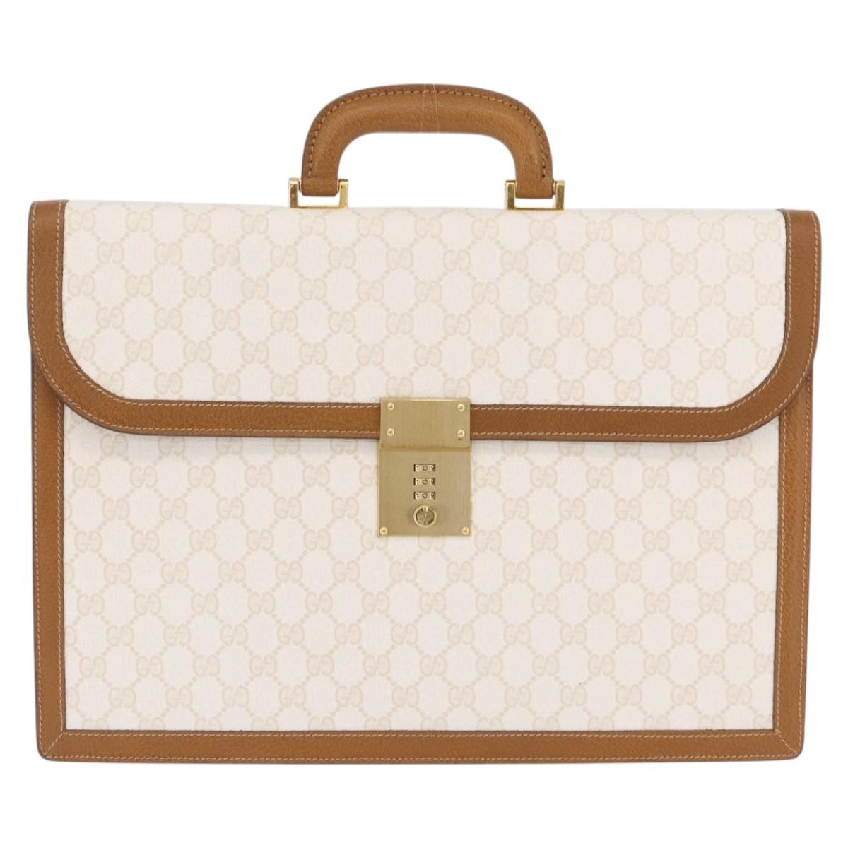 Gucci Business Gg Canvas With Leather Beige Canvas Handbag (Pre-Owned)