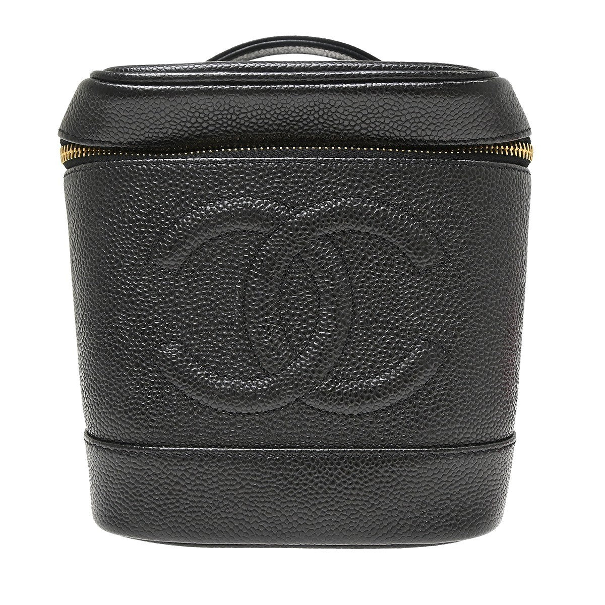 Chanel Vintage Timeless Cosmetic Case Caviar Black Leather Handbag (Pre-Owned)