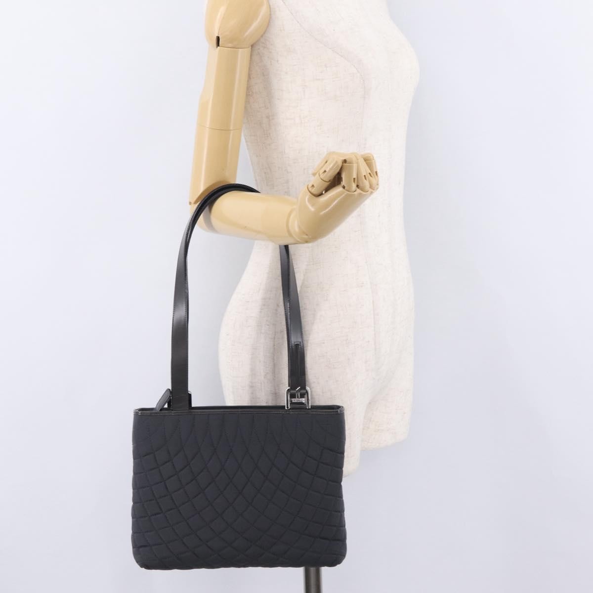Bally Handbag Quilted Nylon Black Nylon Handbag (Pre-Owned)
