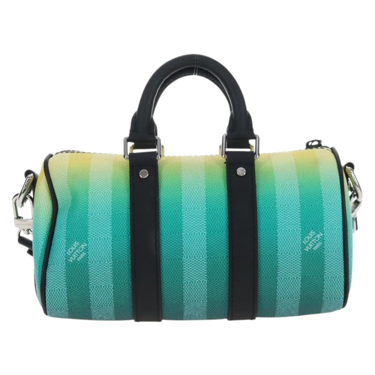 Louis Vuitton Keepall Bandouliere Limited Edition Gradient Damier Stripes Green Leather Travel Bag Bag (Pre-Owned)