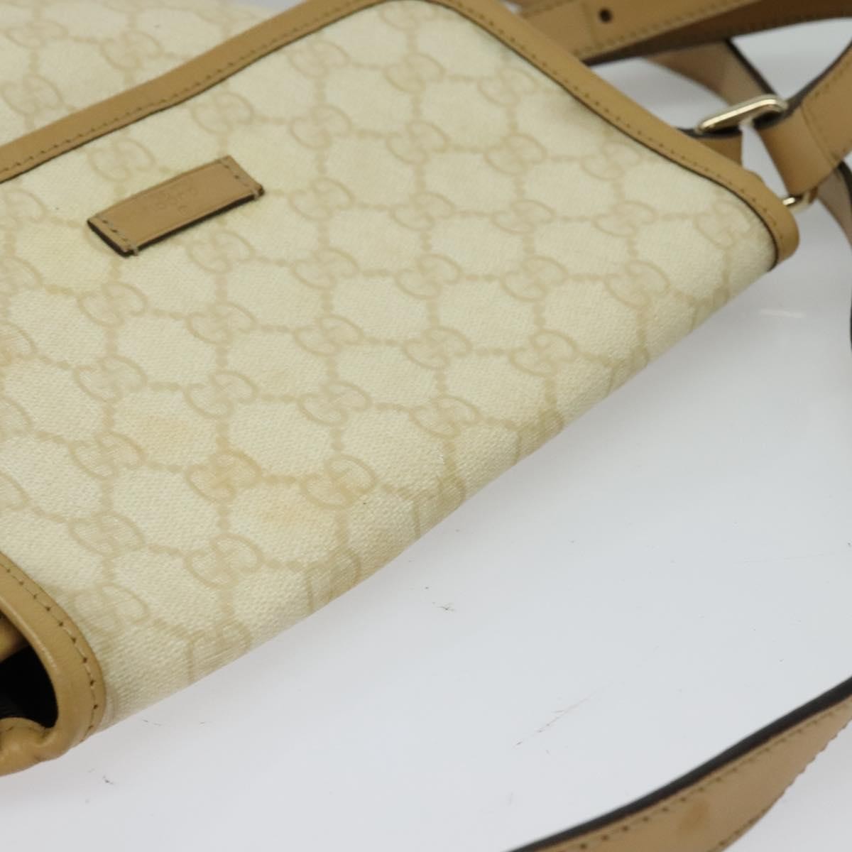 Gucci Flap Messenger Gg Coated Canvas Beige Pvc Shoulder Bag Bag (Pre-Owned)