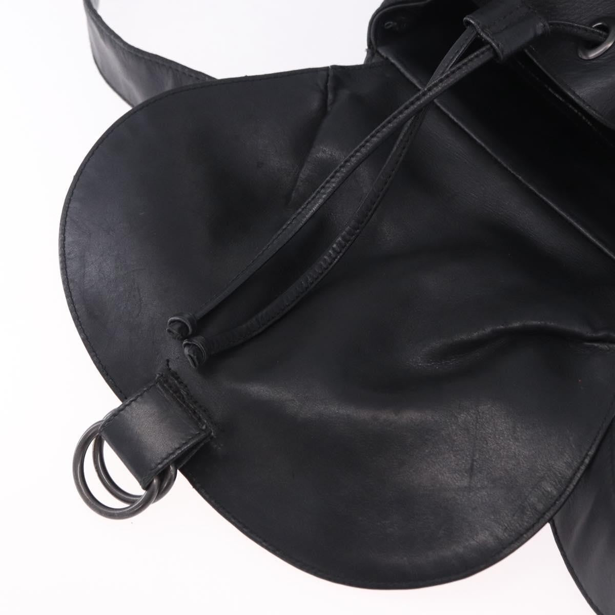 Bottega Veneta Intrecciato Leather Black Leather Backpack Bag (Pre-Owned)