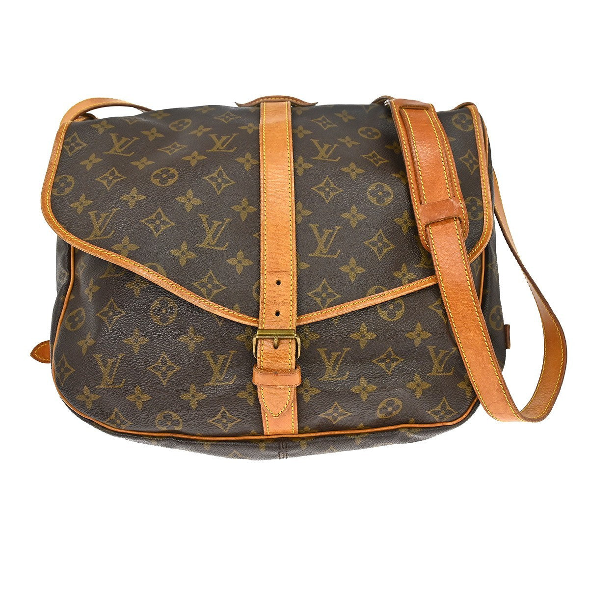Louis Vuitton Saumur Monogram Brown Canvas Shoulder Bag Bag (Pre-Owned)