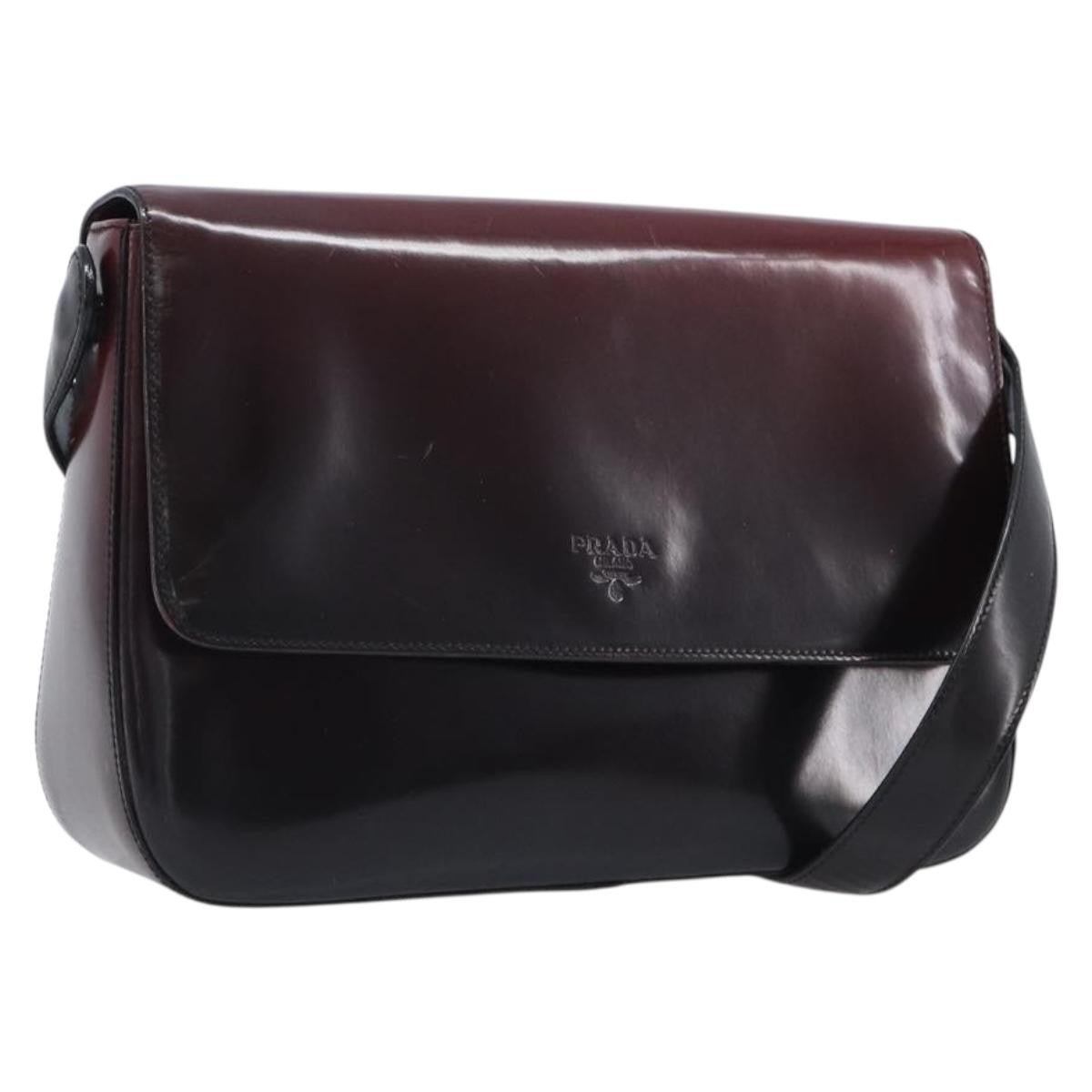 Prada Shoulder Leather Burgundy Patent_Leather Shoulder Bag Bag (Pre-Owned)