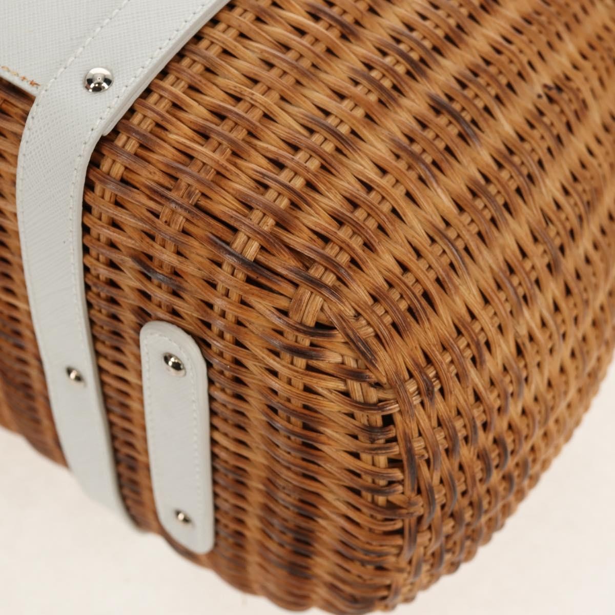 Salvatore Ferragamo Basket Gancini Leather And Wicker Beige Wicker Handbag (Pre-Owned)