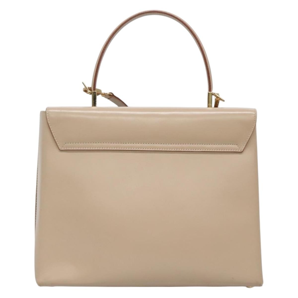 Salvatore Ferragamo Gancini Convertible Top Handle Leather Beige Leather Handbag (Pre-Owned)