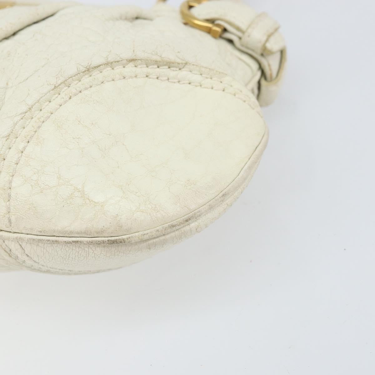 Salvatore Ferragamo Gancini Leather White Leather Handbag (Pre-Owned)