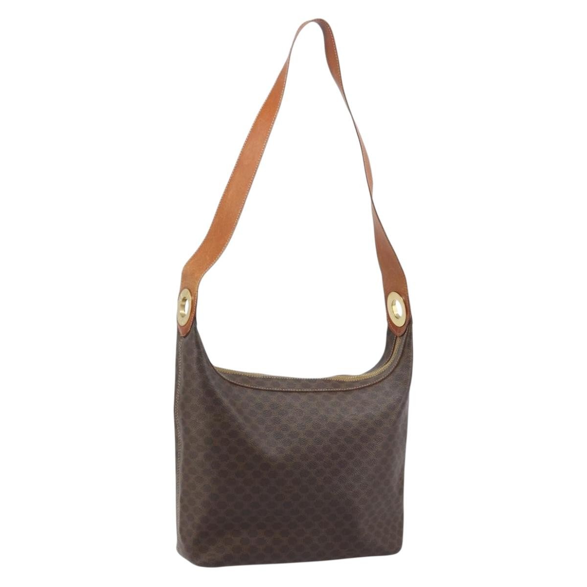 Celine Vintage Macadam Canvas And Leather Brown Canvas Shoulder Bag Bag (Pre-Owned)