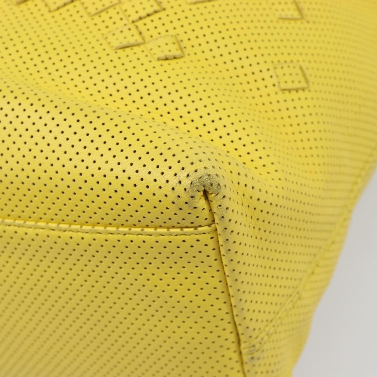 Bottega Veneta Tote Perforated Intrecciato Yellow Leather Tote Bag Bag (Pre-Owned)