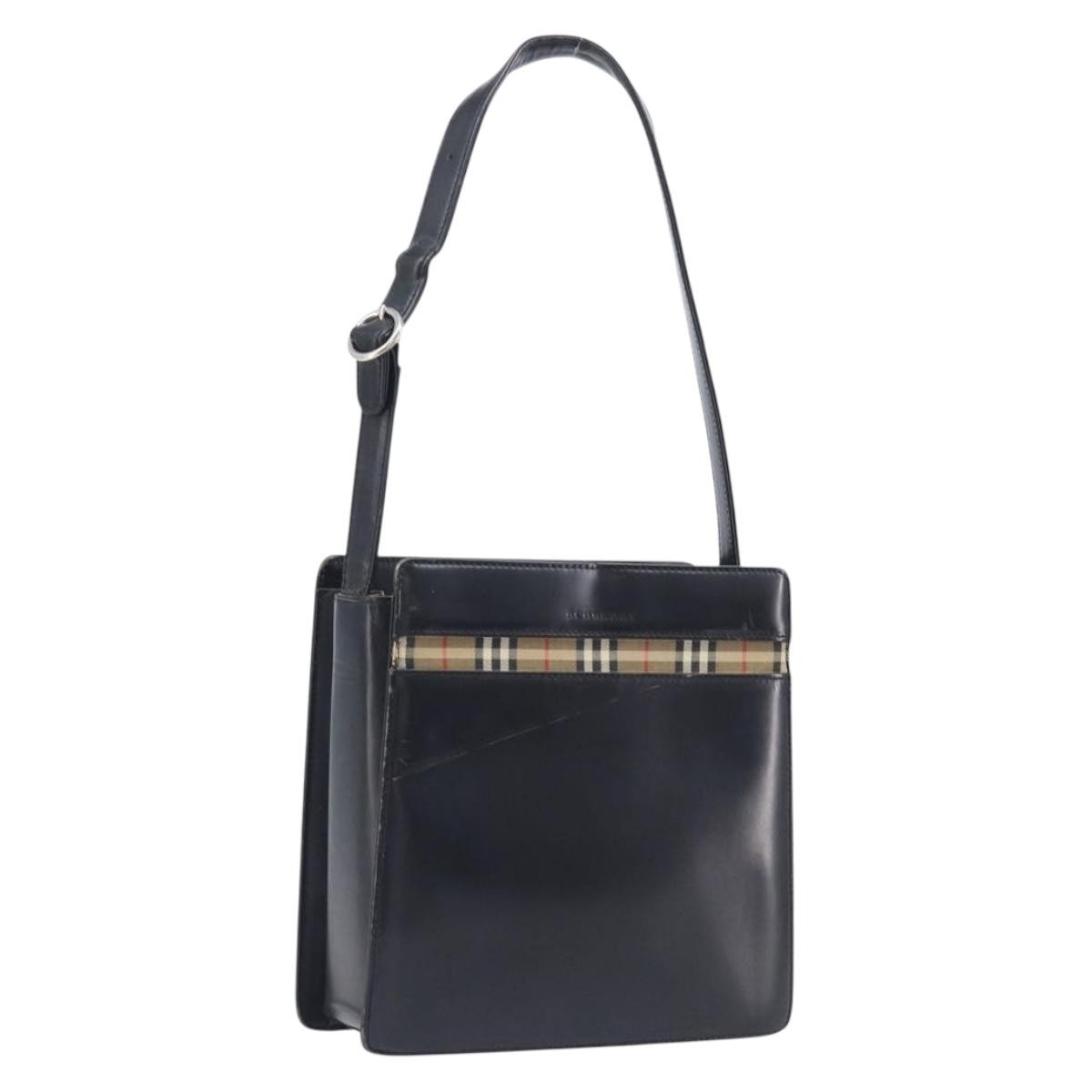 Burberry Nova Check Canvas And Leather Black Leather Handbag (Pre-Owned)