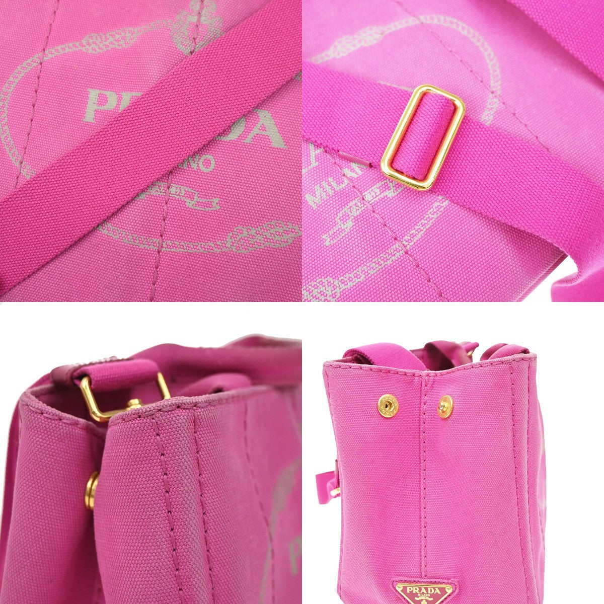 Prada Canapa Open Tote Canvas Pink Canvas Tote Bag Bag (Pre-Owned)