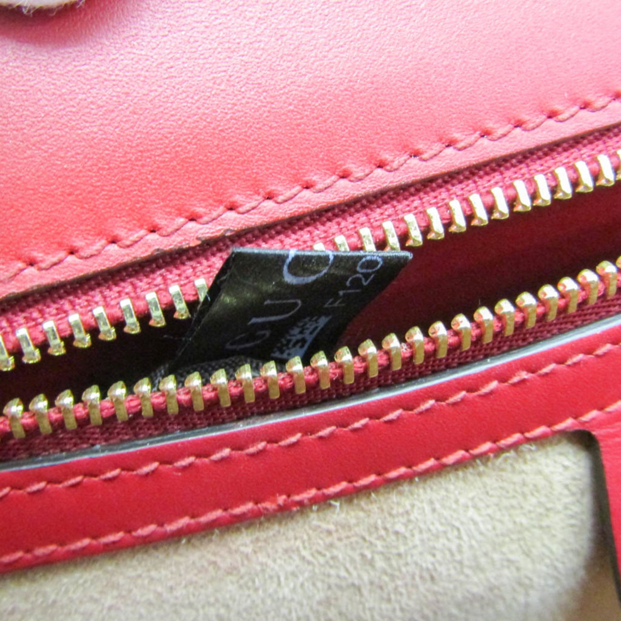 Gucci Sylvie Leather Red Leather Shoulder Bag Bag (Pre-Owned)