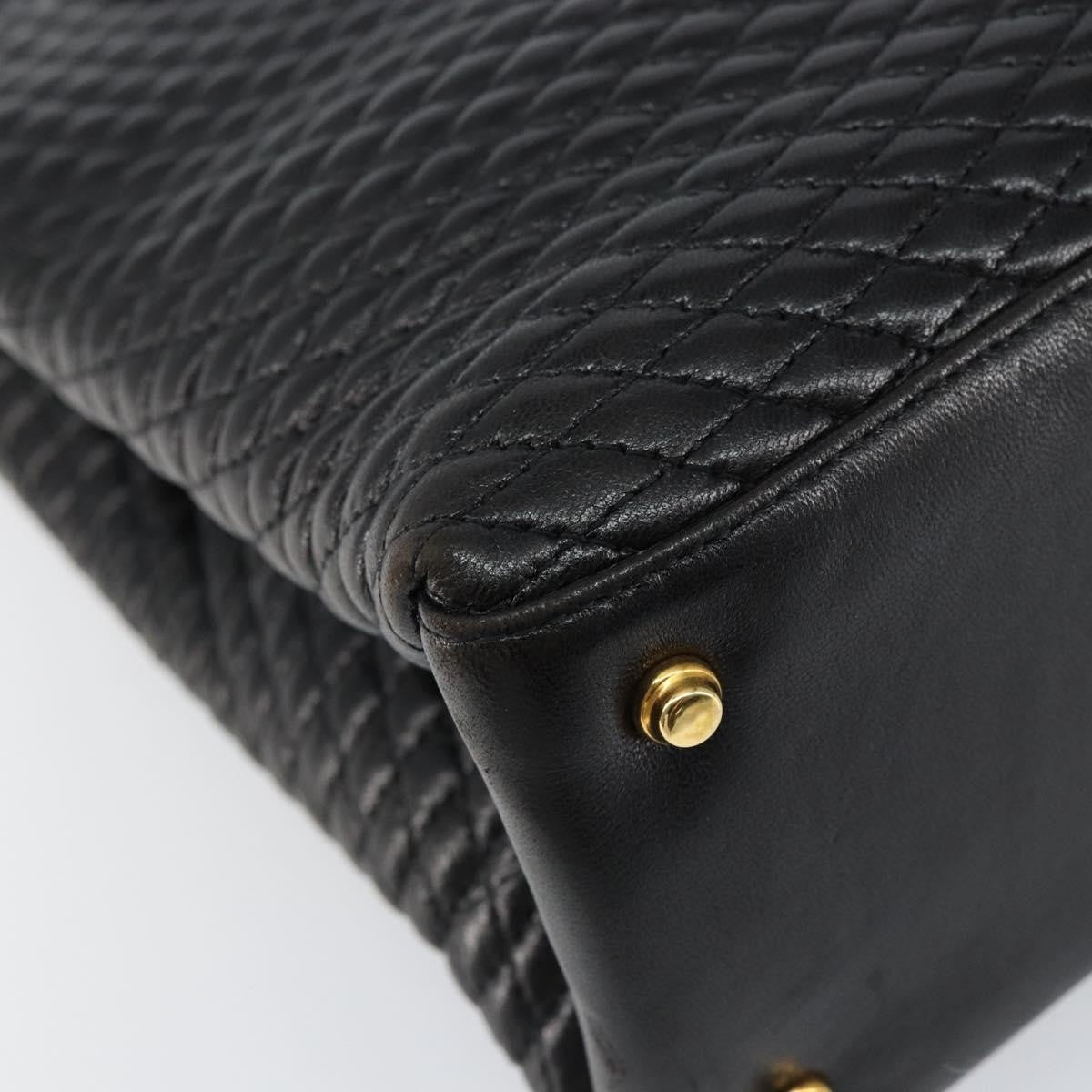 Bally Vintage Quilted Leather Black Leather Handbag (Pre-Owned)