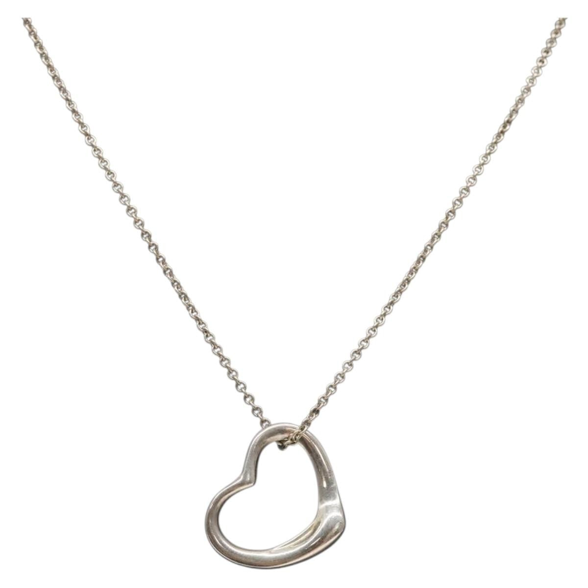 Tiffany & Co. Elsa Peretti Open Heart Pendant Sterling Silver Silver Silver Necklace Jewelry (Pre-Owned)
