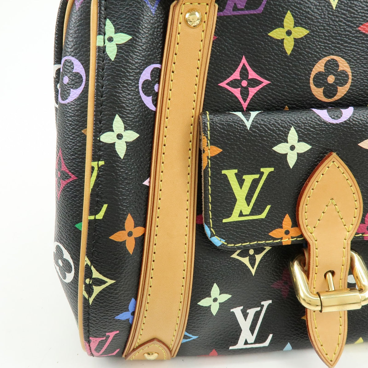 Louis Vuitton Priscilla Monogram Multicolor Black Canvas Handbag (Pre-Owned)