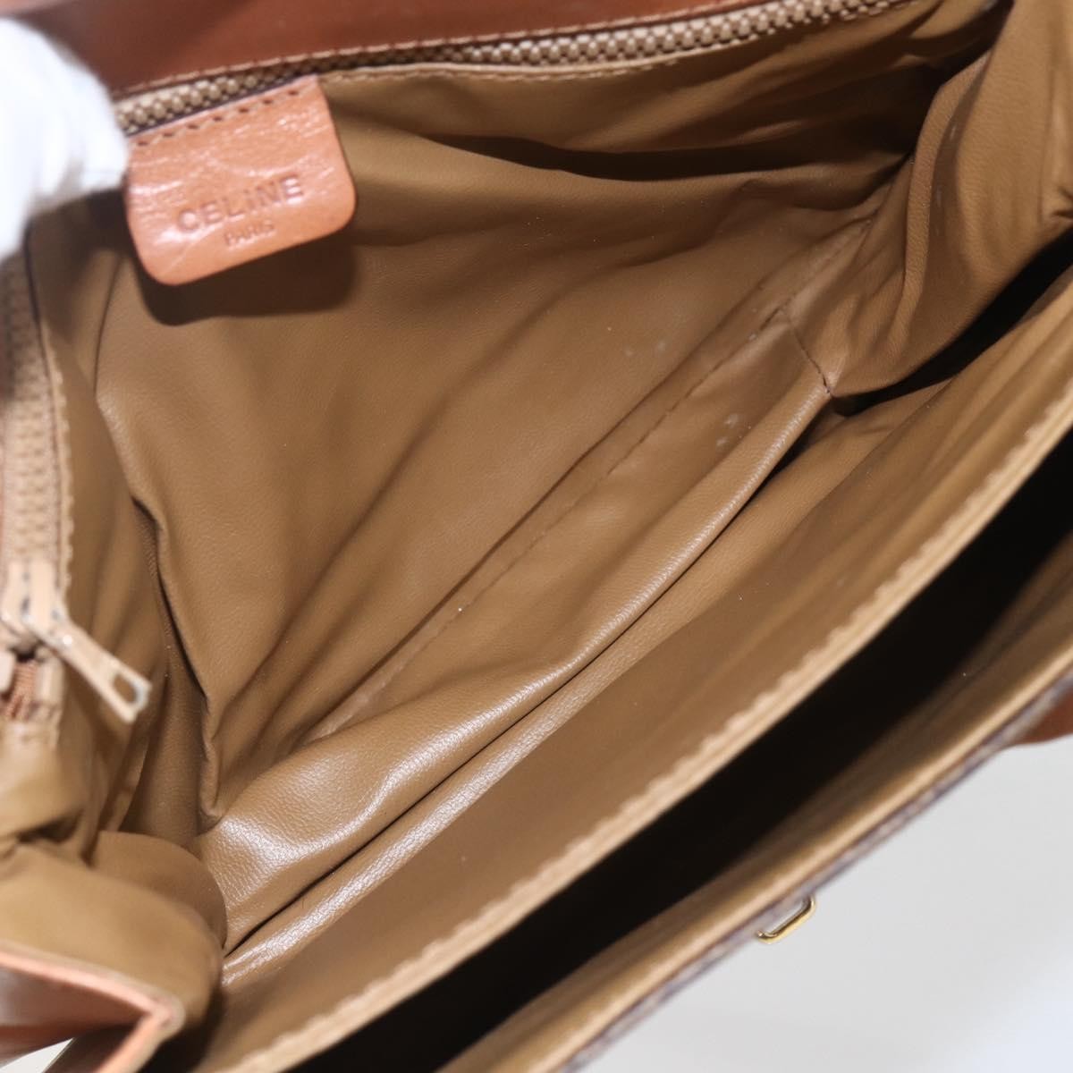 Celine Vintage Macadam Canvas And Leather Brown Canvas Shoulder Bag Bag (Pre-Owned)