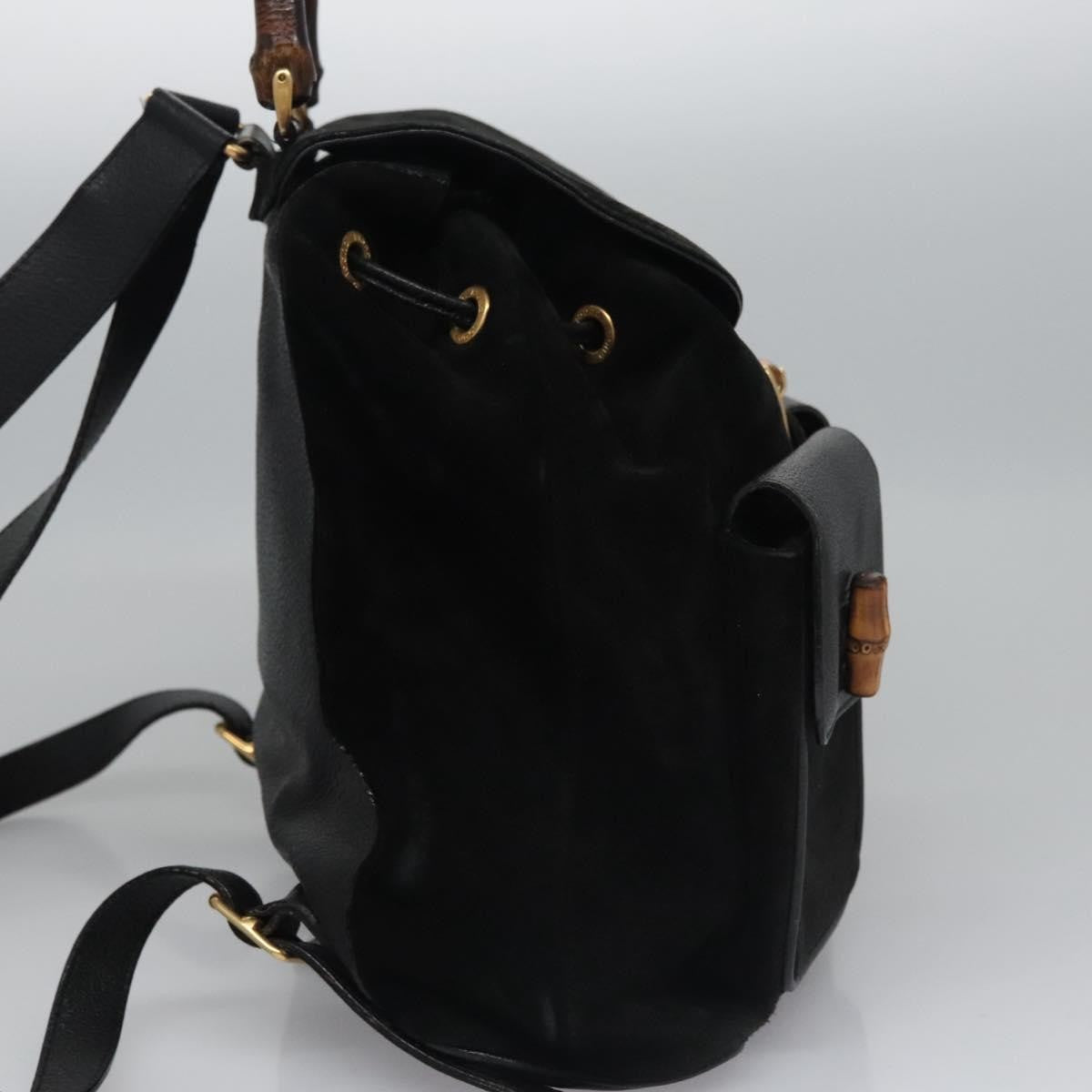 Gucci Vintage Bamboo Suede Black Suede Backpack Bag (Pre-Owned)