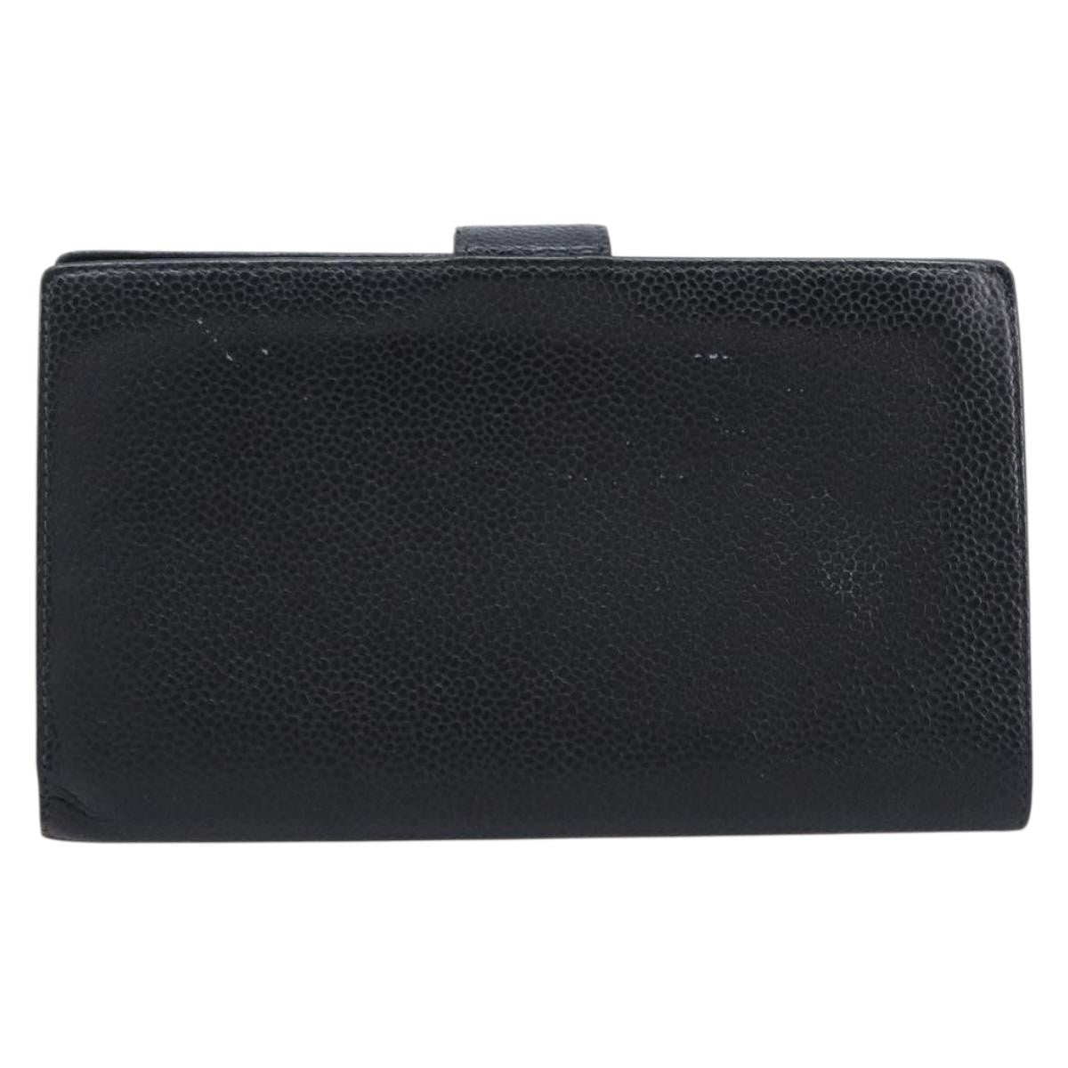 Chanel Vintage Cc Bifold Leather Black Leather Wallets Accessory (Pre-Owned)