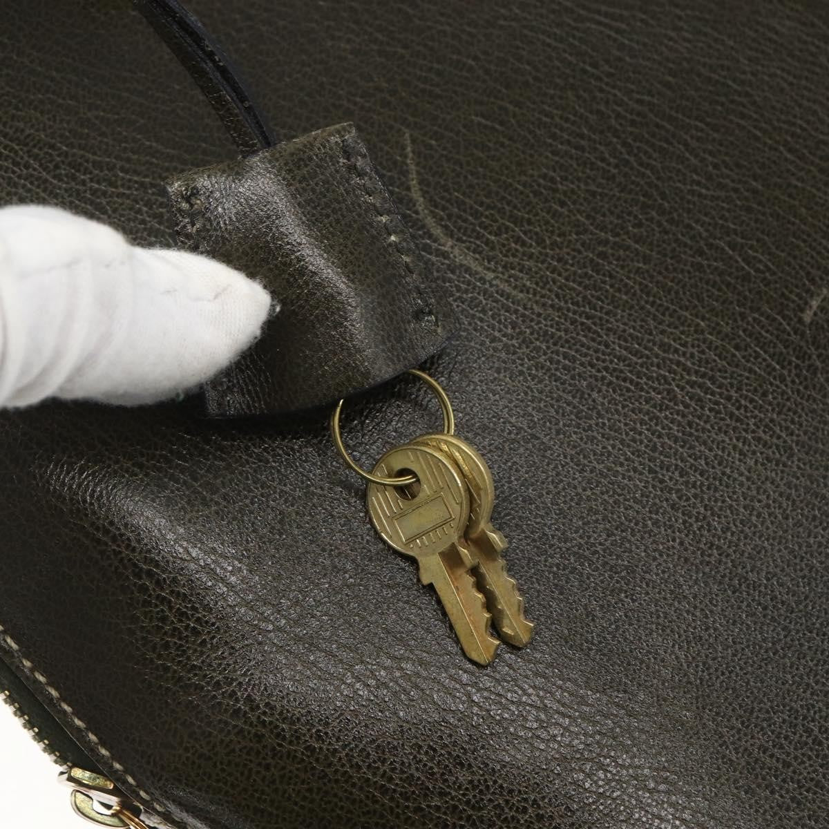 Salvatore Ferragamo Vintage Leather Khaki Leather Handbag (Pre-Owned)